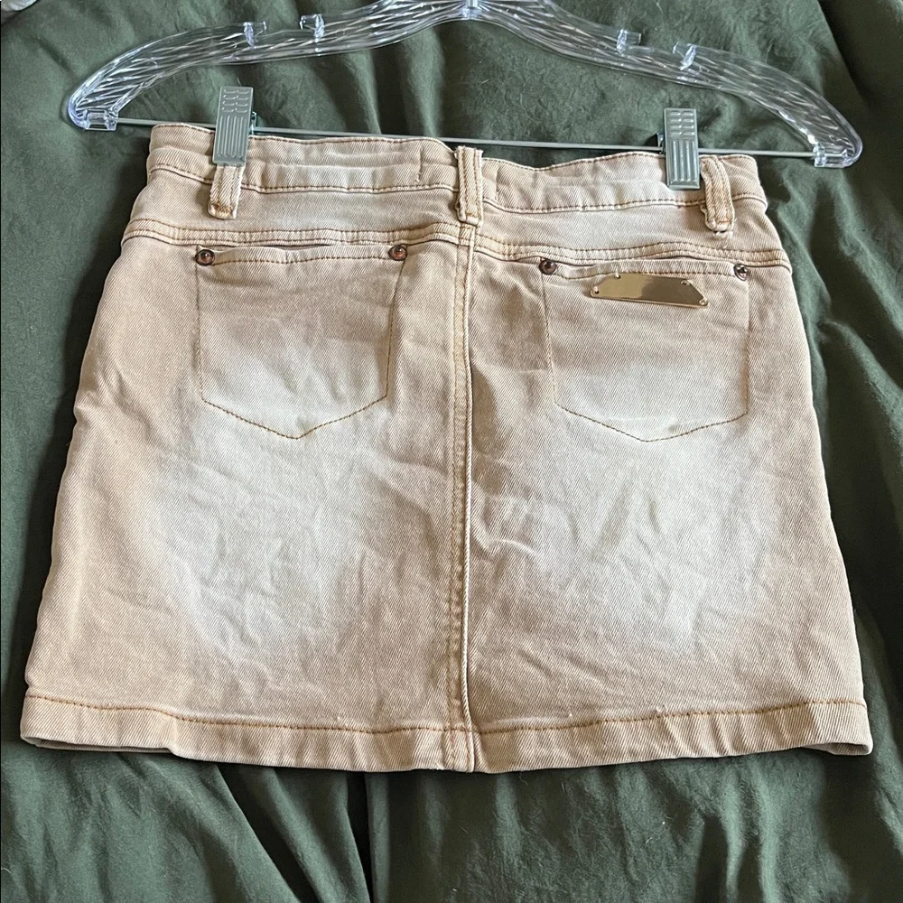 Tiger Mist Light Tan Mini Skirt - Picture 3 of 4